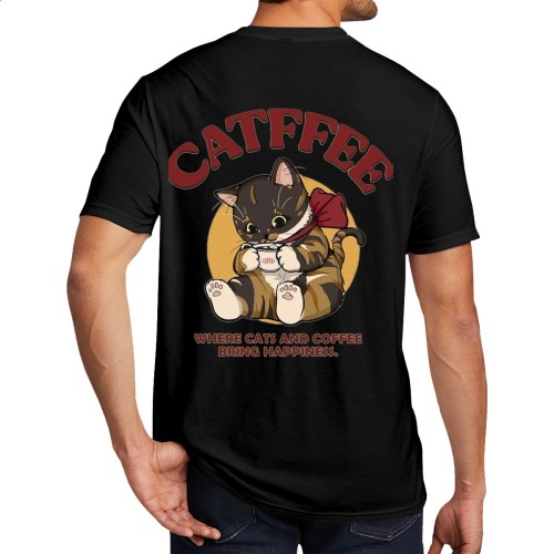 Custom men's 180 GSM DTF T-shirt in black and white