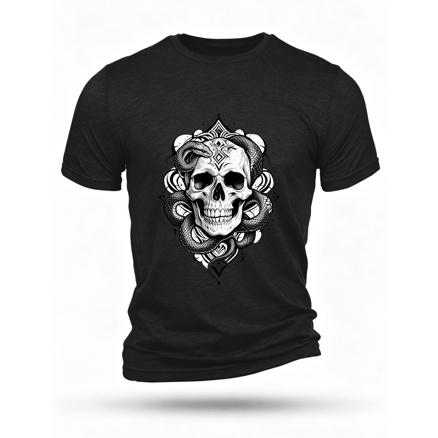 Black T-shirt, front print