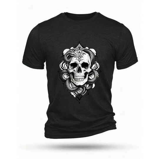 Black T-shirt, front print