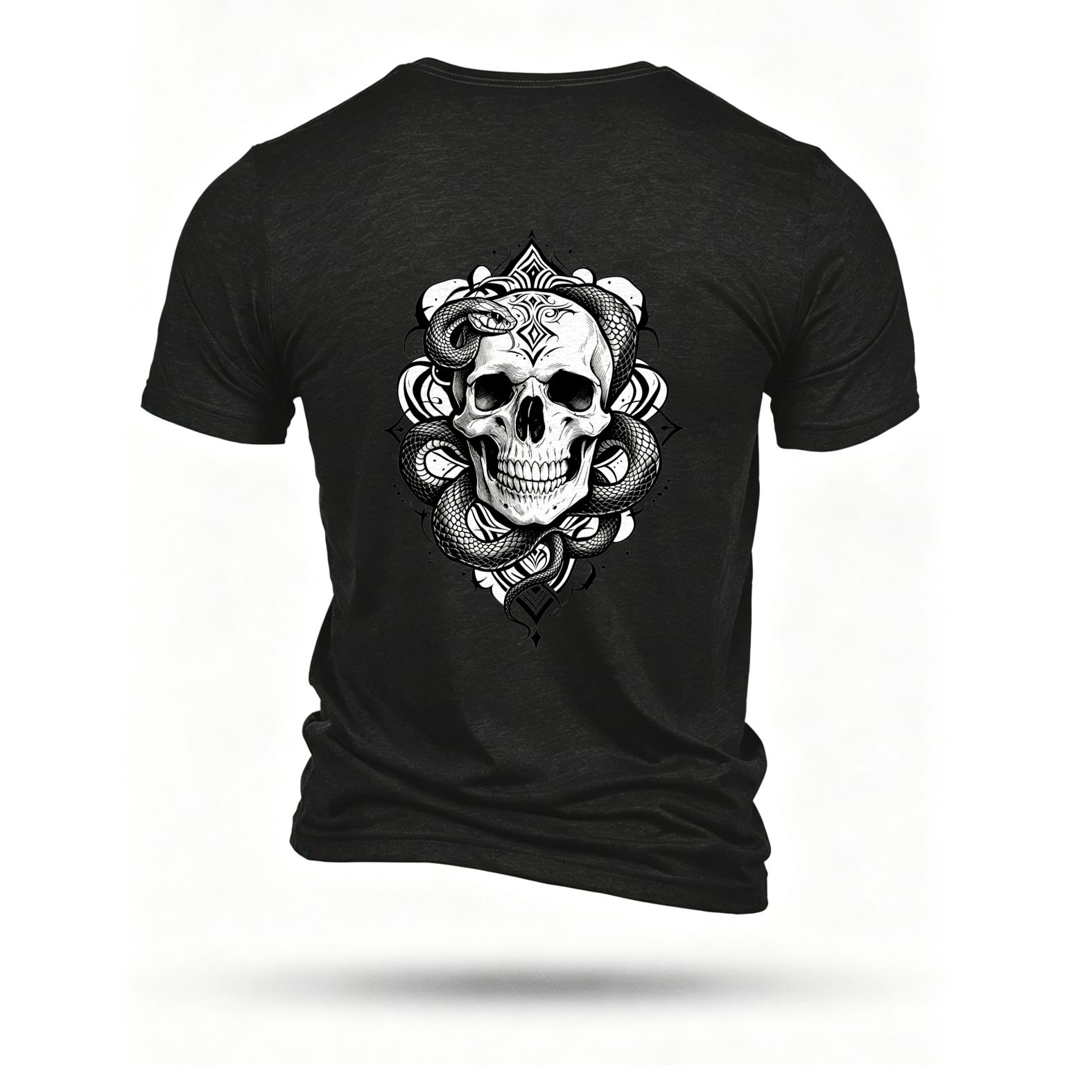 Black T-shirt, back print