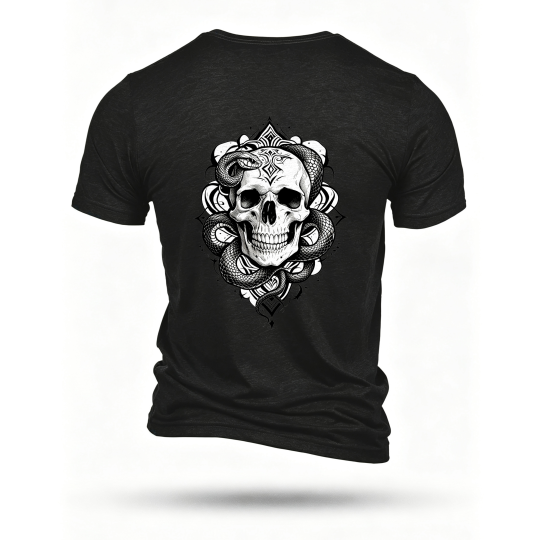 Black T-shirt, back print