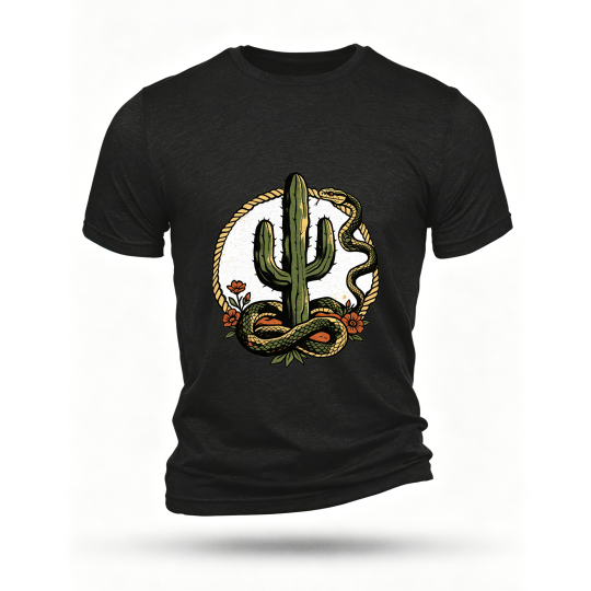 Black T-shirt, front print
