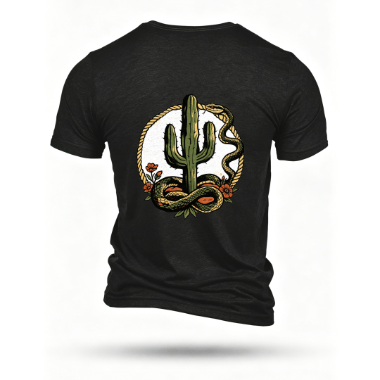 Black T-shirt, back print