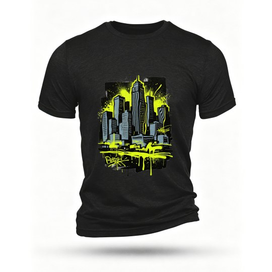 Black T-shirt, front print