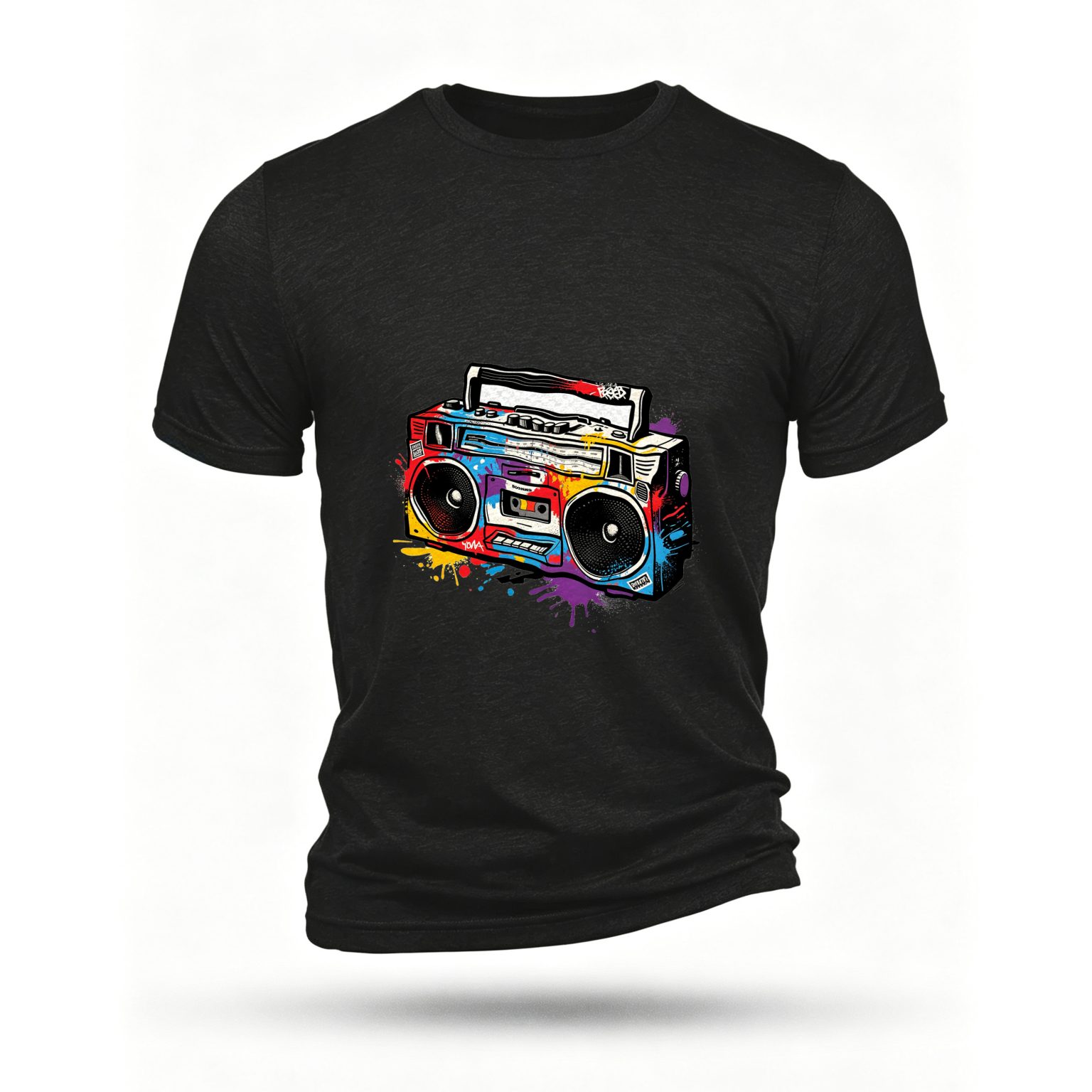 Black T-shirt, front print