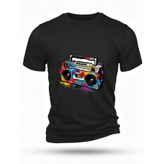 Black T-shirt, front print