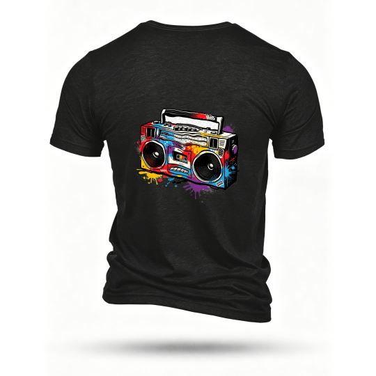 Black T-shirt, back print