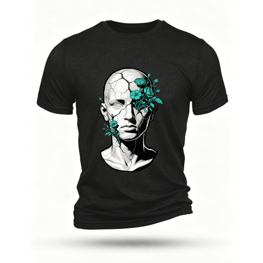 Black T-shirt, front print