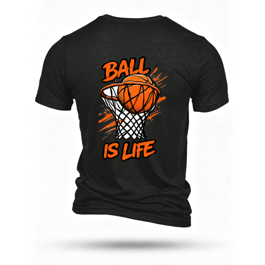 Black T-shirt, back print
