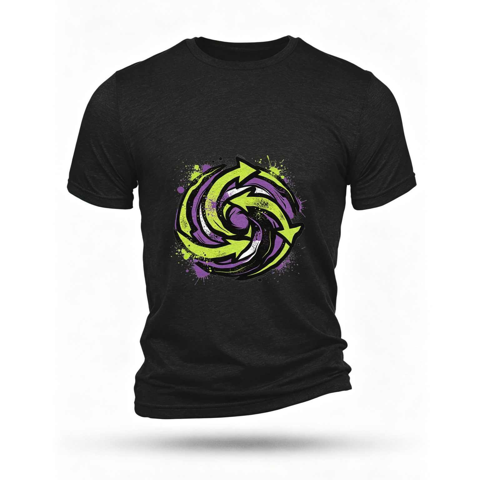 Black T-shirt, front print