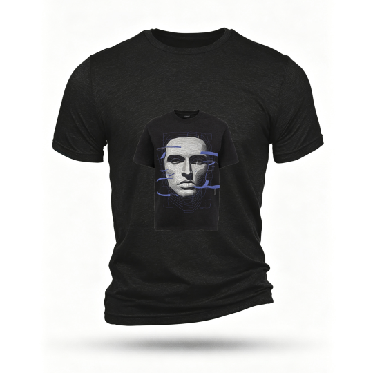 Black T-shirt, front print