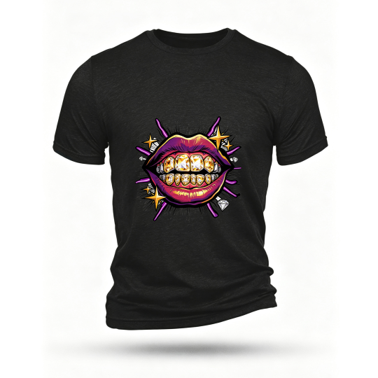 Black T-shirt, front print