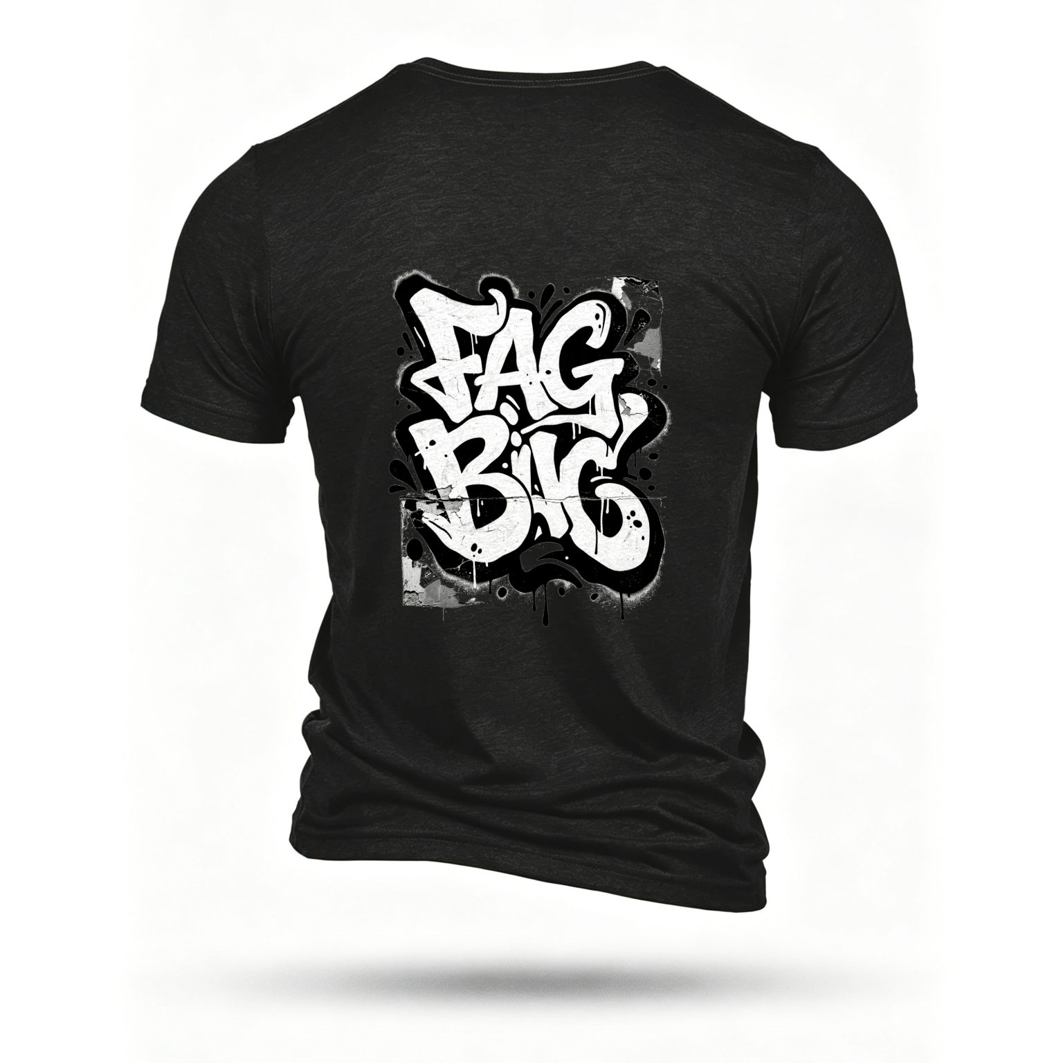 Black T-shirt, back print