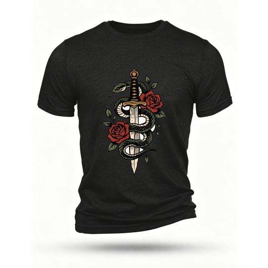 Black T-shirt, front print
