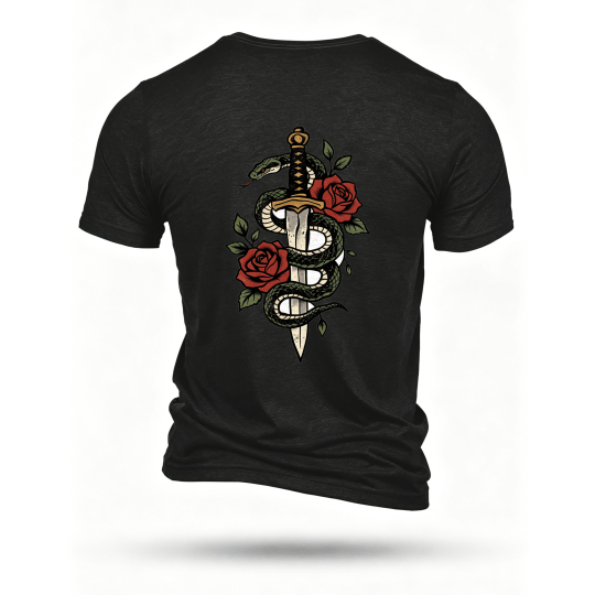 Black T-shirt, back print