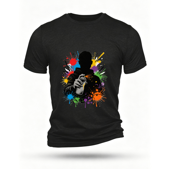 Black T-shirt, front print