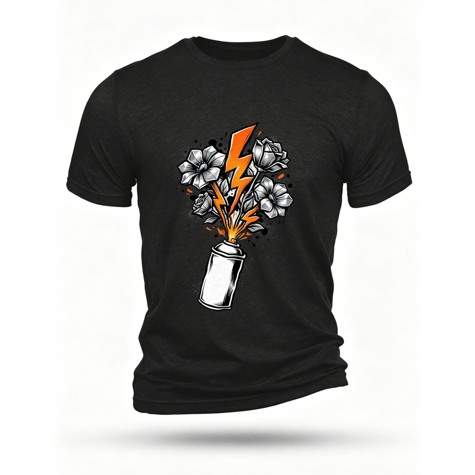 Black T-shirt, front print