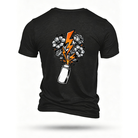 Black T-shirt, back print