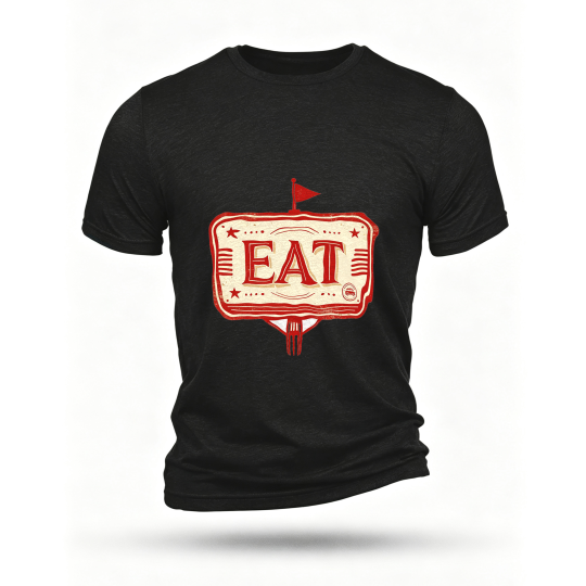 Black T-shirt, front print