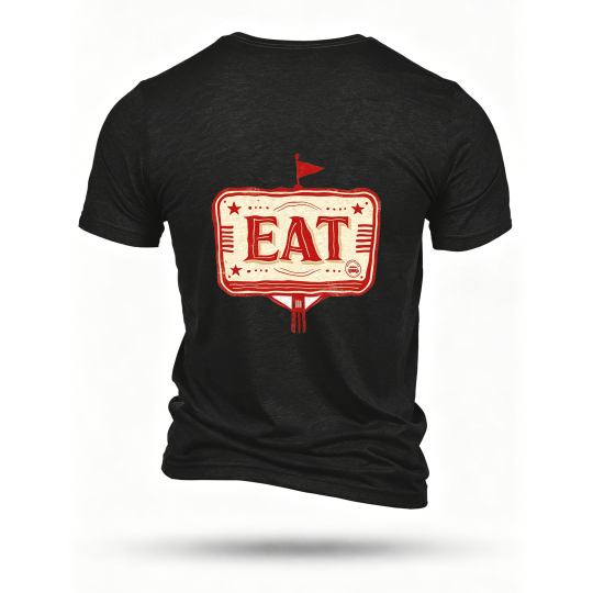 Black T-shirt, back print