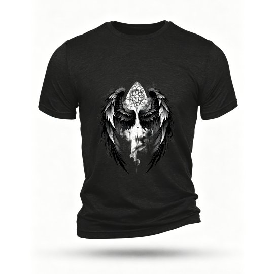 Black T-shirt, front print