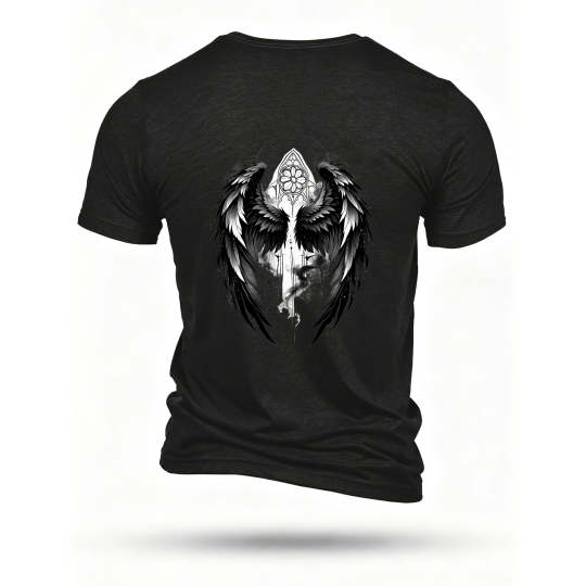 Black T-shirt, back print