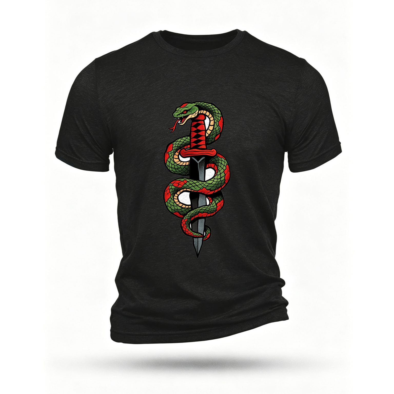 Black T-shirt, front print