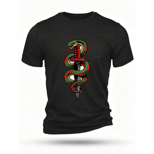 Black T-shirt, front print