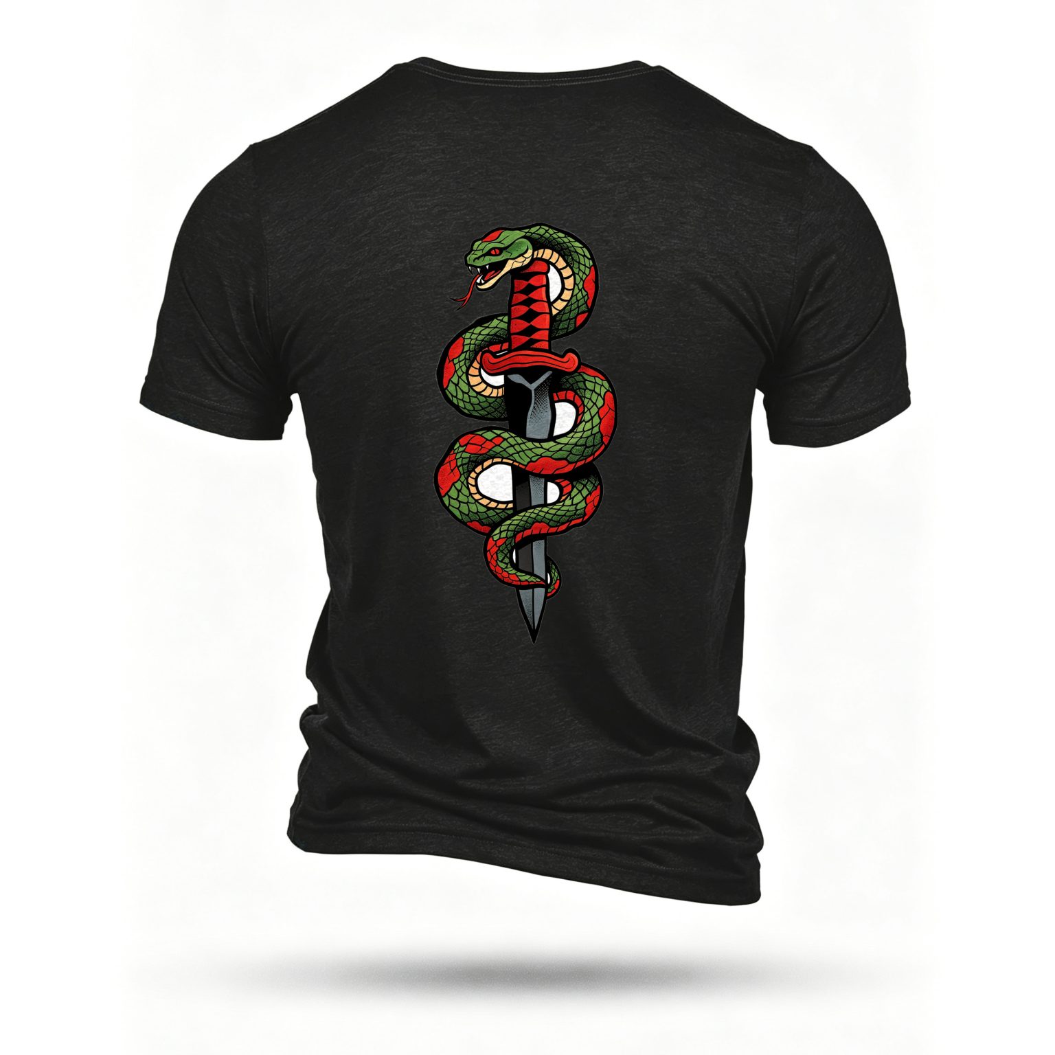 Black T-shirt, back print