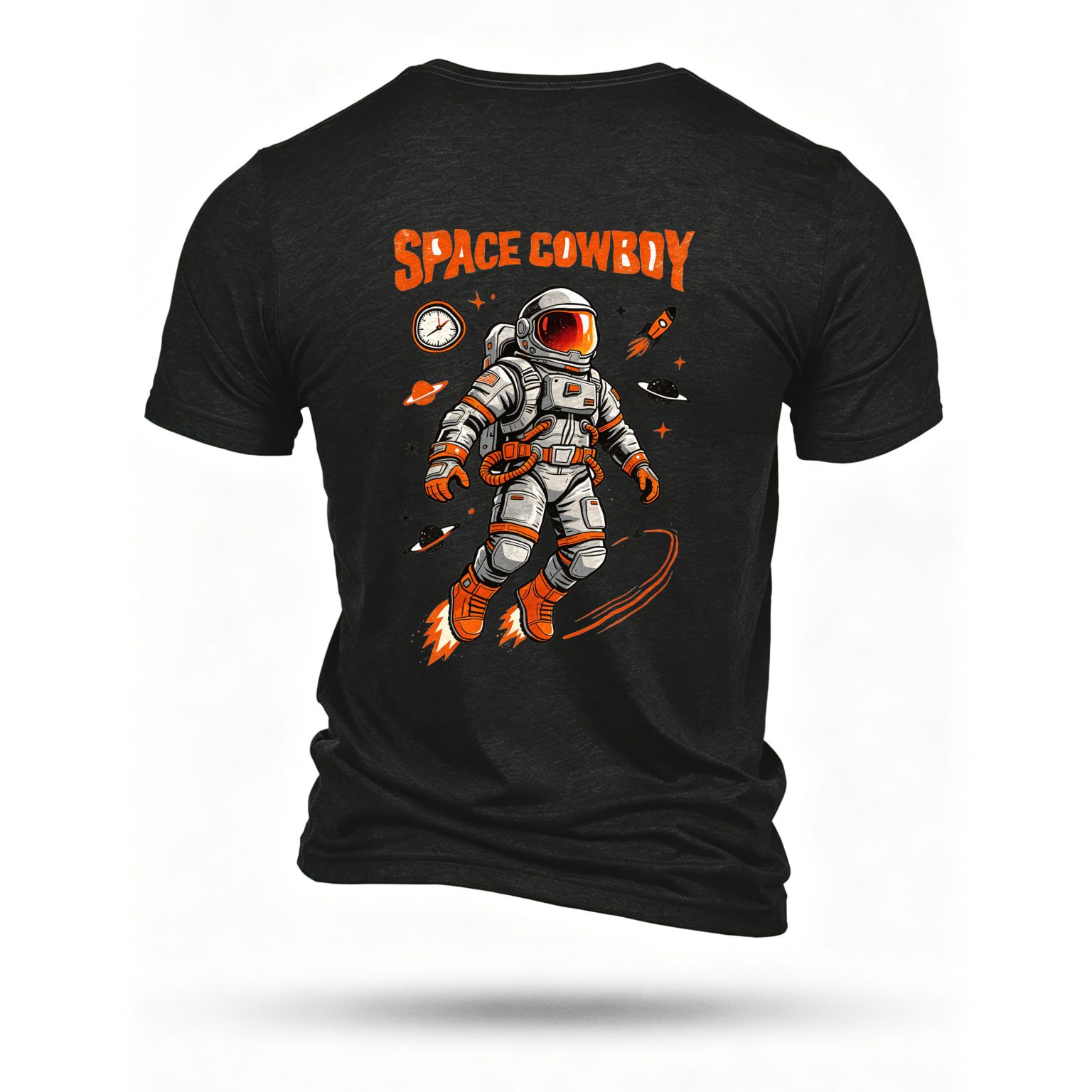 Black T-shirt, back print