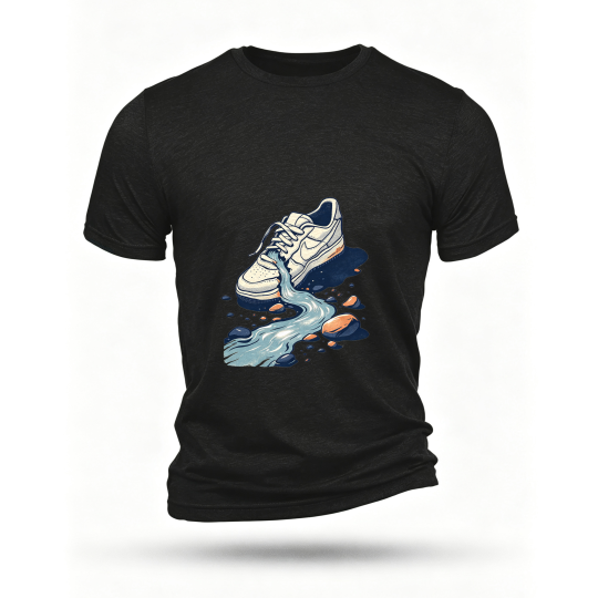 Black T-shirt, front print