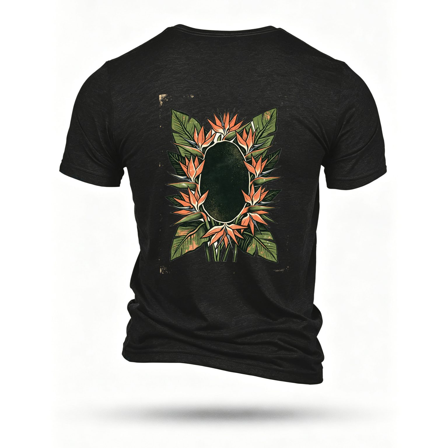 Black T-shirt, back print