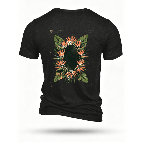 Black T-shirt, back print