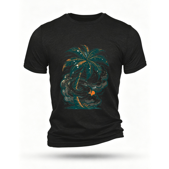 Black T-shirt, front print