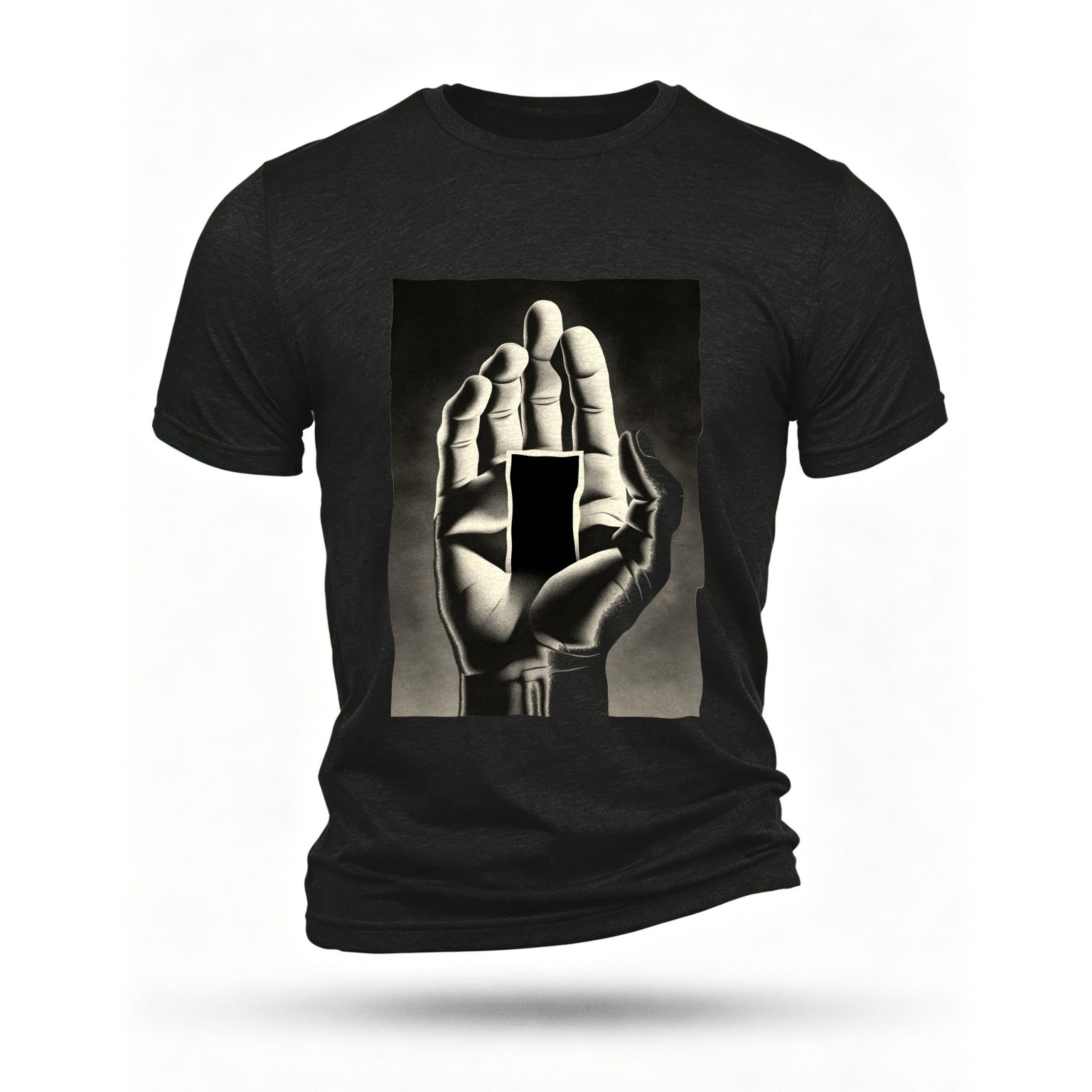Black T-shirt, front print