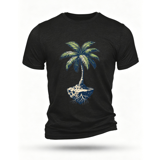 Black T-shirt, front print