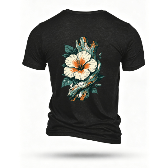 Black T-shirt, back print
