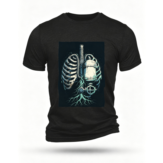 Black T-shirt, front print