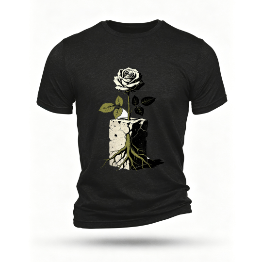 Black T-shirt, front print