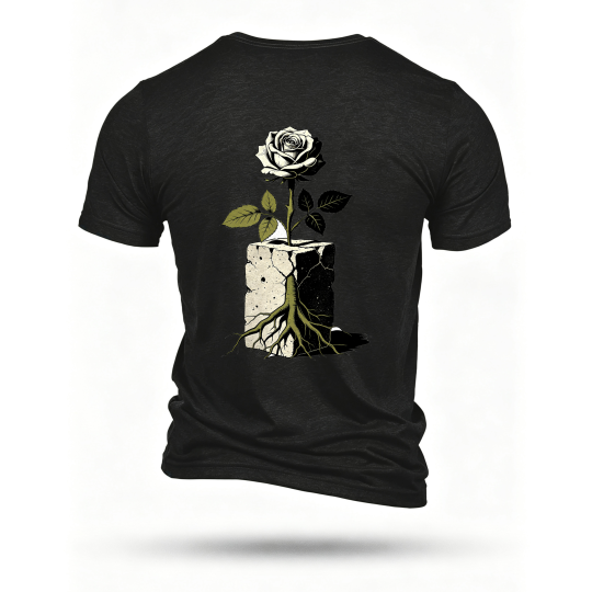 Black T-shirt, back print