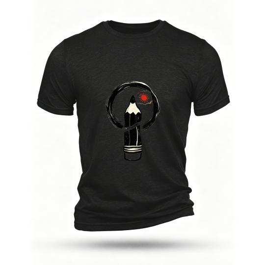 Black T-shirt, front print