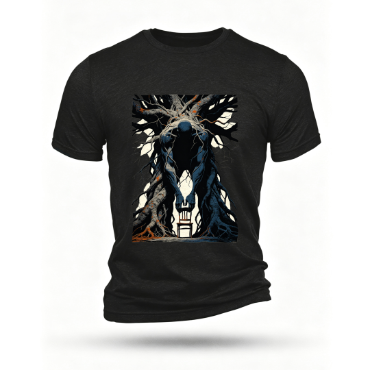 Black T-shirt, front print