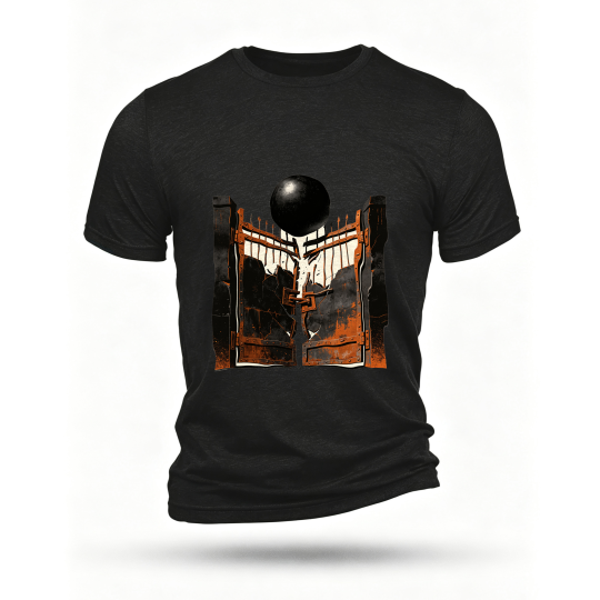 Black T-shirt, front print