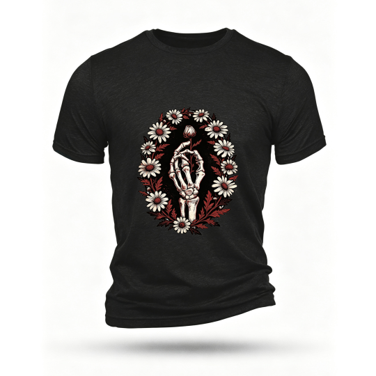Black T-shirt, front print