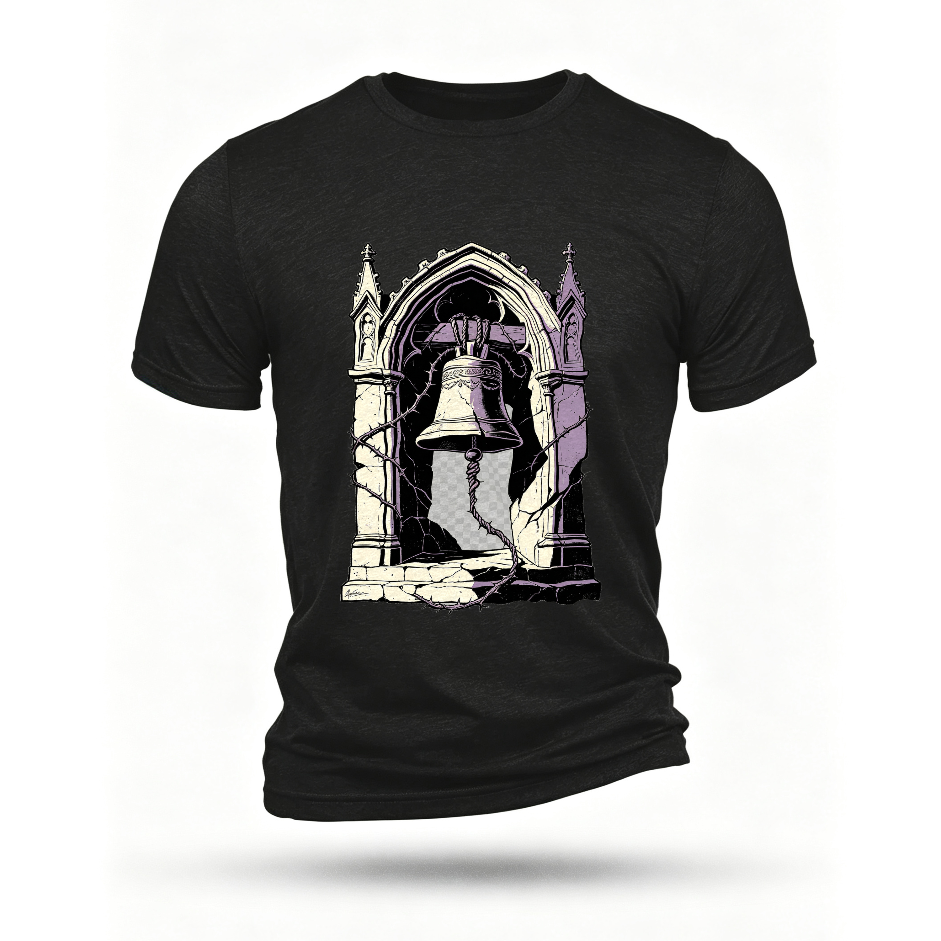 Black T-shirt, front print