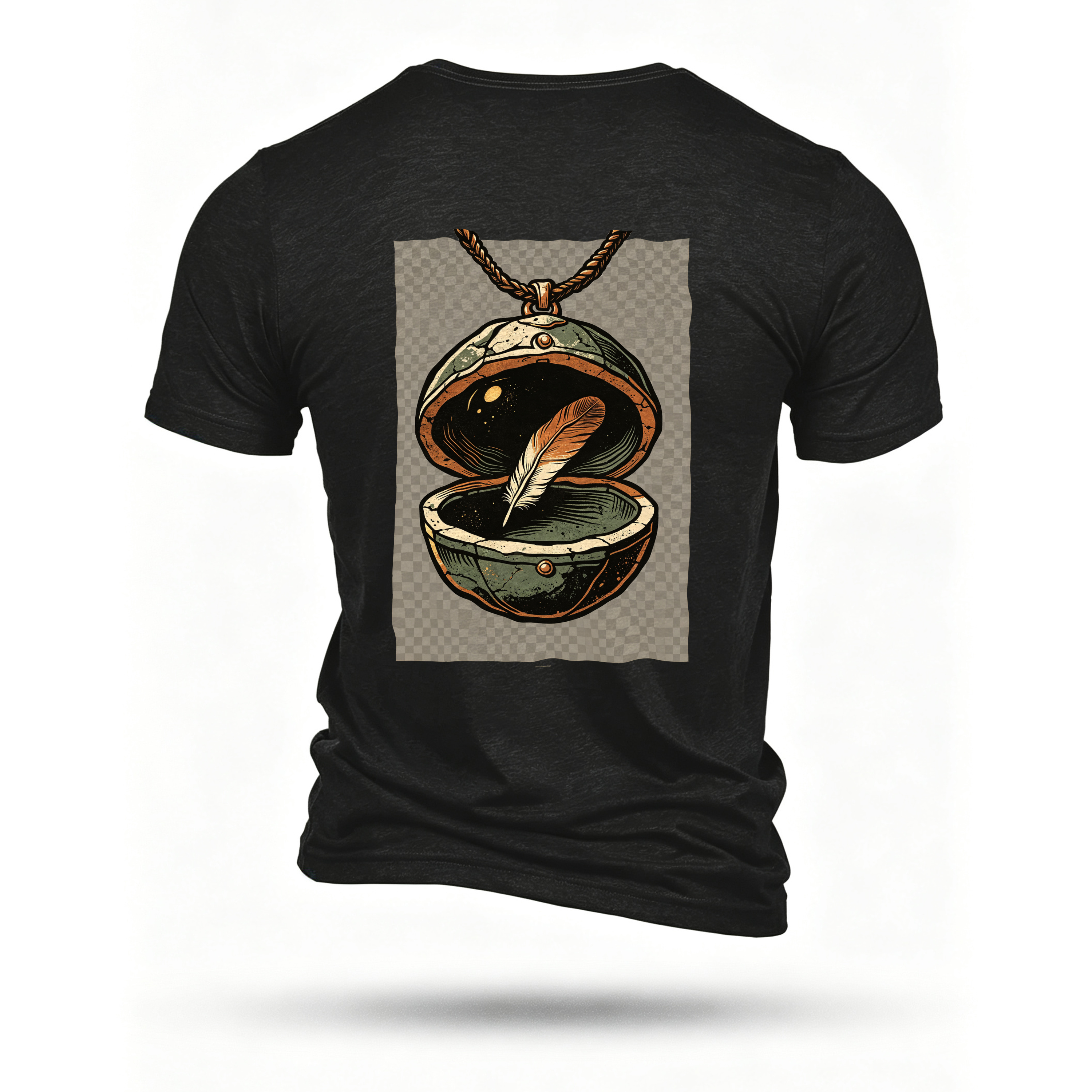 Black T-shirt, back print