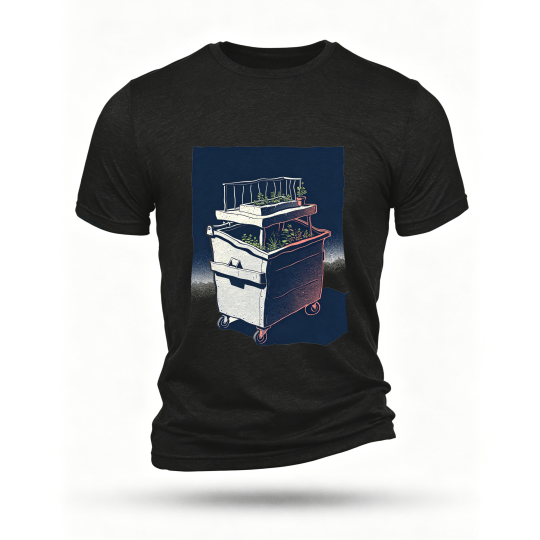 Black T-shirt, front print