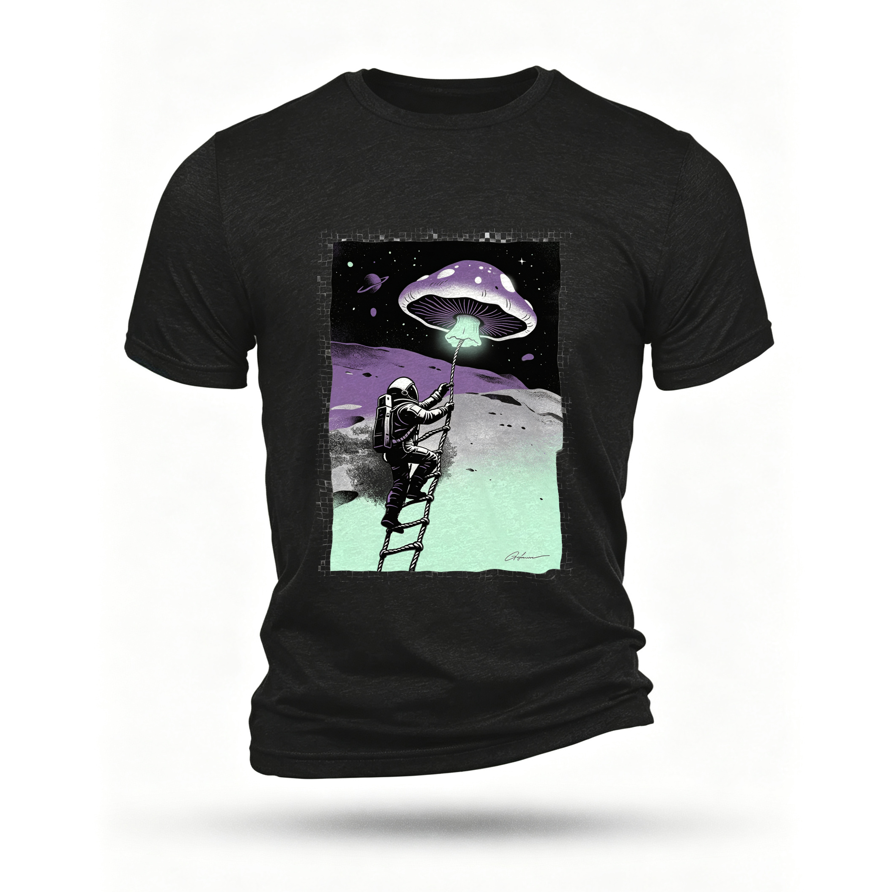 Black T-shirt, front print
