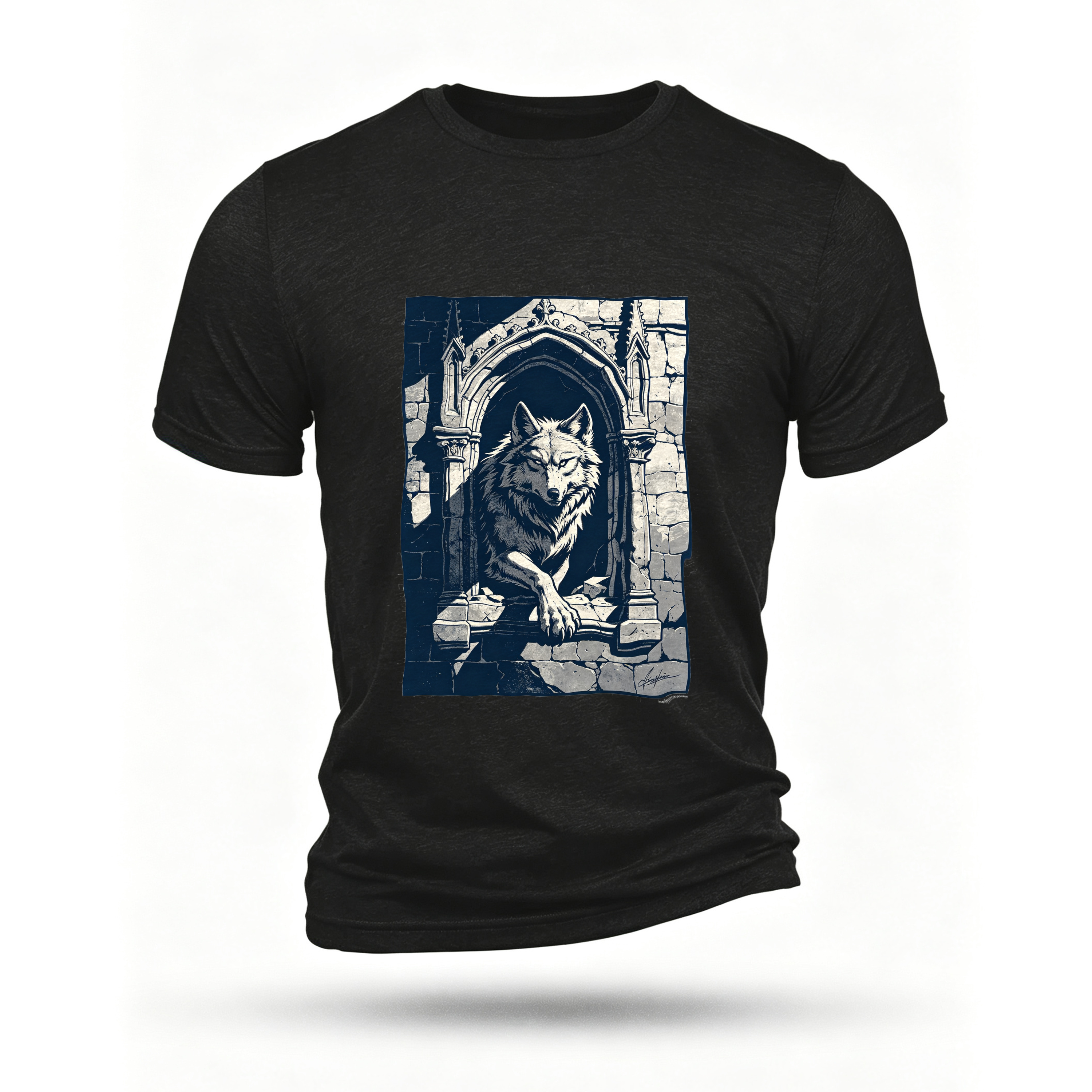 Black T-shirt, front print