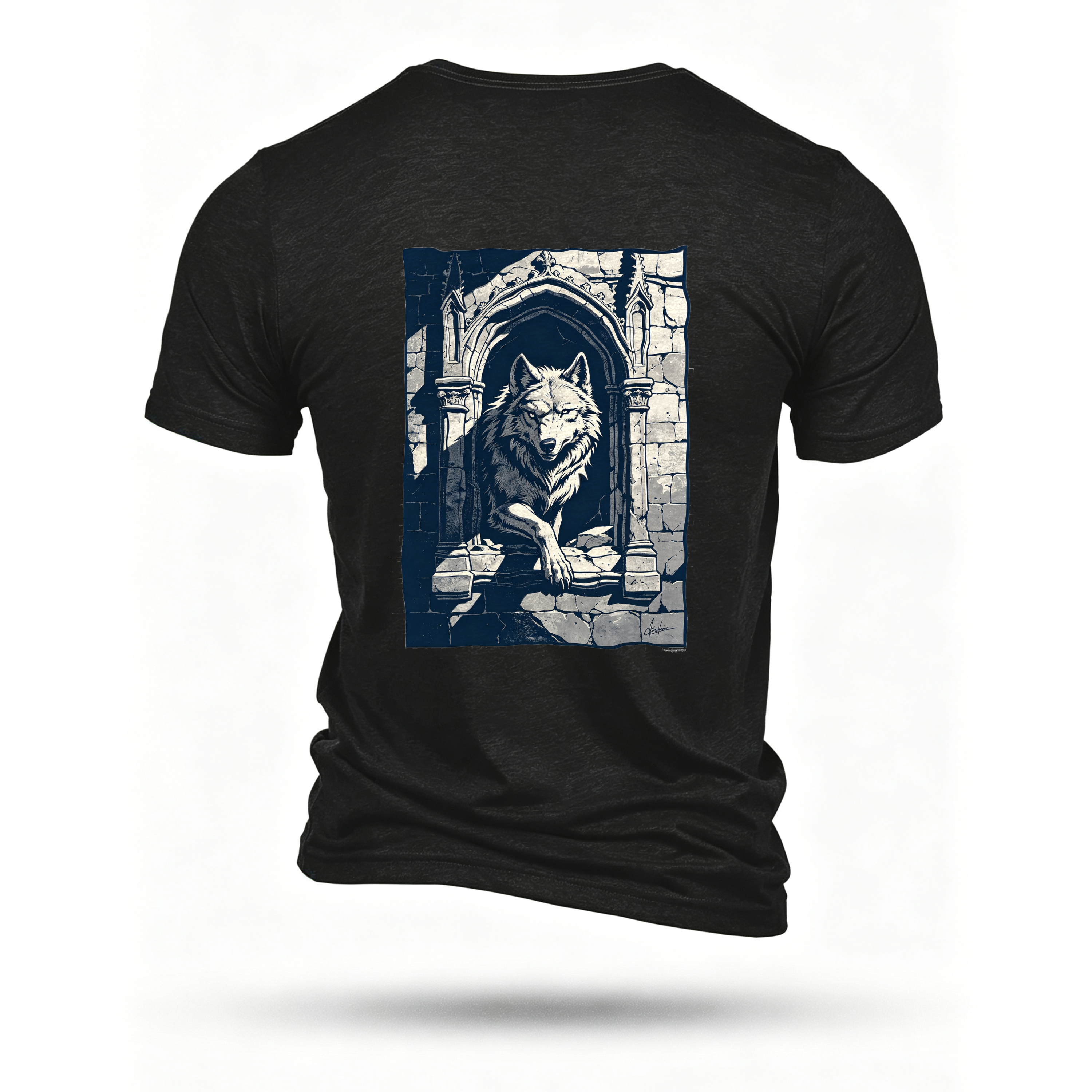 Black T-shirt, back print